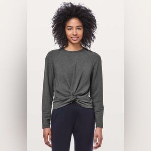 Lululemon Tuck & Gather Pullover Sweatshirt Heathered Mod Black Size 8,10